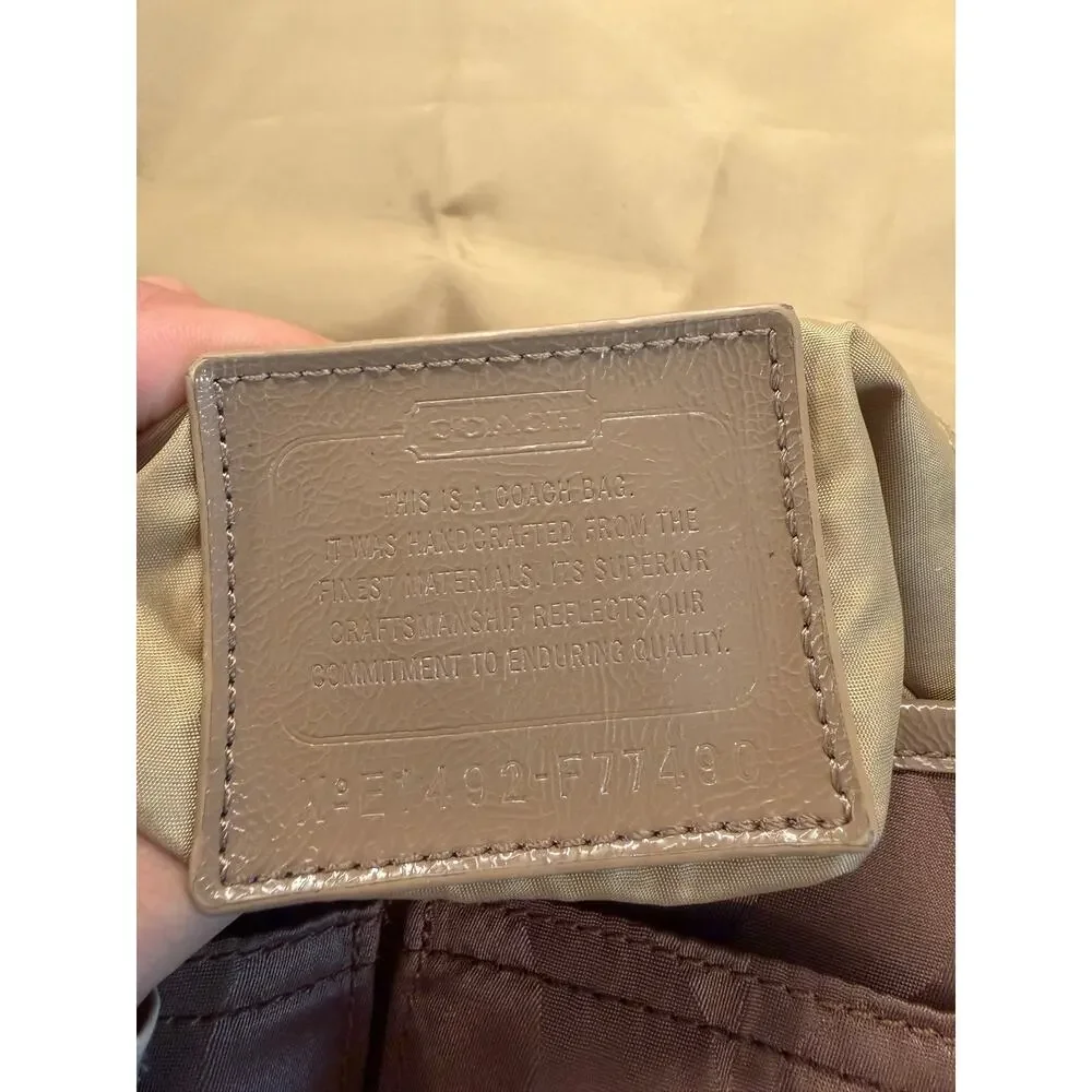 Coach Brown Signature Canvas Computer Messenger Bag READ